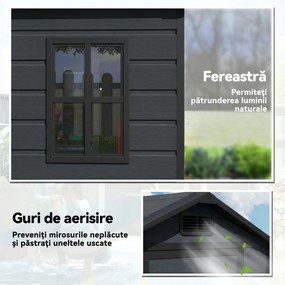 Outsunny Depozit din Rășină Compozită pentru Grădină, Spațios și Rezistent, Gri Închis | Aosom Romania