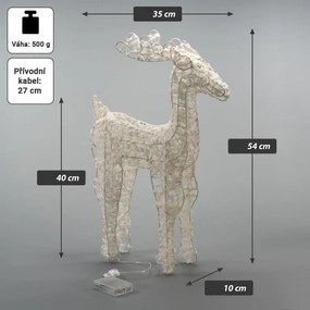 Set de 2 reni scânteietori 45 LED-uri cu temporizator, alb c