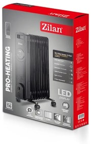 Calorifer electric cu ulei Zilan ZLN8416, 2000 W, 9 elementi, 3 trepte, Telecomanda, Termostat, Negru