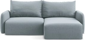 Colțar albastru extensibil/cu spațiu de depozitare cu tapițerie din catifea (cu colț pe partea dreaptă/cu șezlong) Kalena – Makamii