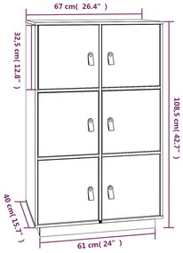 Dulap inalt, 67x40x108,5 cm, lemn masiv de pin 1, Maro