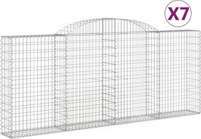 vidaXL Coșuri gabion arcuite 7 buc, 300x30x120/140 cm, fier galvanizat