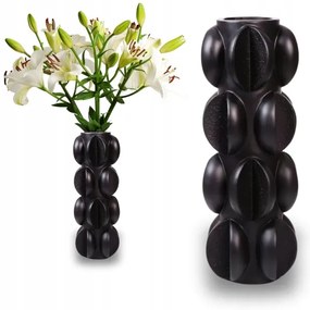 Vază din rășină, 37 x 15 cm, negru mat