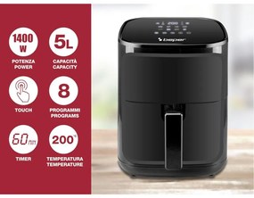 Resigilat: Friteuza cu aer cald Air Fryer Beper P101FRI051, 1400 W, 5 L, 8 programe, 80-200°C, Timer, Negru