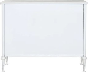 Bufet vintage din metal perforat, finisaj alb antichizat, 101×42×85 cm, „Merej"