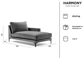 Șezlong cu tapițerie din catifea Kooko Home Harmony, colț pe dreapta, albastru deschis