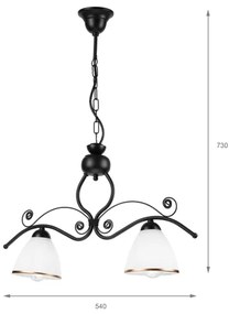 Lustră pe lanț RETRO 2xE27/60W/230V negru mat