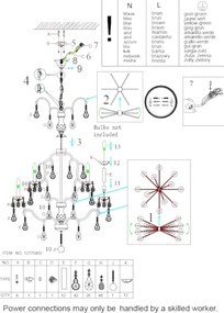 Candelabru din metal, auriu, cu 12 brațe tip lumânare și cristale din sticlă transparentă, 135 x 95 cm, „Cambridge”
