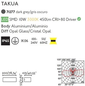 Aplica LED de exterior ambientala design modern IP65 TAKUA