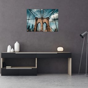 Tablou pe sticlă - Podul din Brooklin (70x50 cm)
