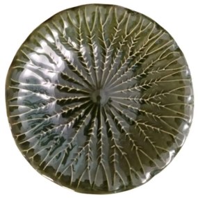 Farfurie desert Leaf din ceramica verde 22.5 cm