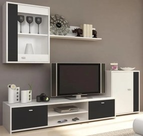 Mobilă de living Genta 210 cm alba si neagra