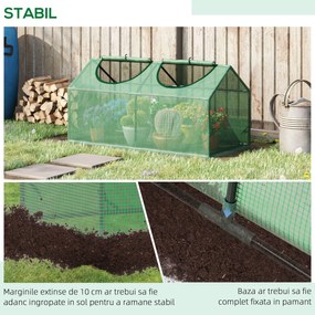 Outsunny Seră de Grădină Tip Cabană cu Acoperiș din PE, Seră pentru Grădină cu Țăruși și Margini Extinse, 120x60x60 cm, Verde | Aosom Romania