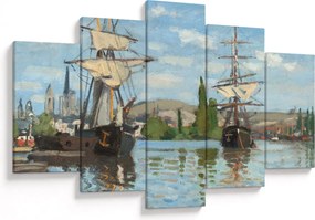 Tablou - Claude Monet, Ships Riding on the Seine at Rouen, reproducere (150x105 cm)