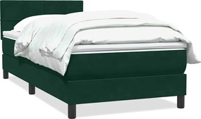 vidaXL Pat box spring cu saltea, verde închis, 80x220 cm, catifea