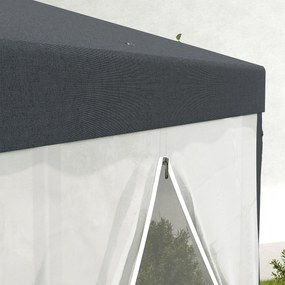 Outsunny Pavilion 4x4 m de Gradina Hexagonal cu Pereti din Plasa, 2 Usi si Picioare Reglabile, Pavilion din Metal si Poliester