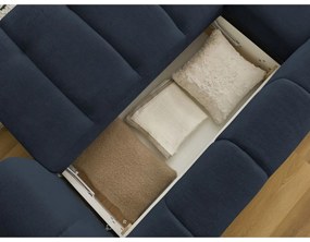 Colțar albastru închis extensibil/cu spațiu de depozitare (cu colț pe partea stângă/cu șezlong) Fuji – Bobochic Paris