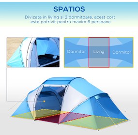 Outsunny Cort Spatios de Camping pentru 6 Persoane, Ușor de Asamblat, 460x230x195cm | Aosom Romania