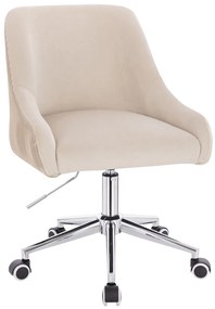 HR920K Scaun Crem din Catifea cu Bază Cromata