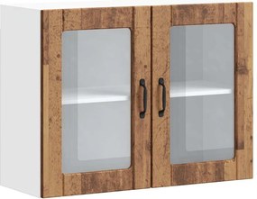 vidaXL Dulap bucătărie cu ușă sticlă Lucca Lemn vechi lemn prelucrat