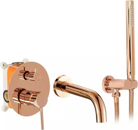 Baterie cada - dus incastrata Rea Lungo Rose Gold lucios cu set de dus si corp ingropat