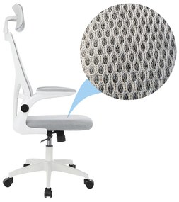 Scaun de birou ergonomic cu suport lombar si tetiera, gri