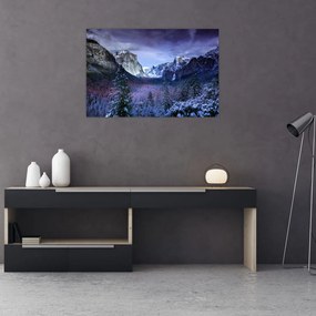 Tablou cu peisaj montan iarna (90x60 cm)