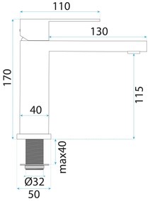 Baterie pentru baie Rea Arlo Brush Nickle