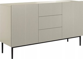 Comodă Nicole 150 cm cu sertare și front canelat - bej cashmir / picioare negre
