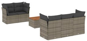 3223484 vidaXL Set mobilier grădină cu perne, 6 piese, gri, poliratan