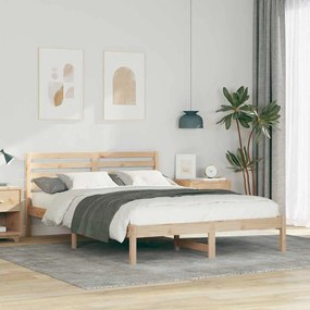vidaXL Cadru de pat cu headboard Maro 140 x 210 cm Lemn de brad solid