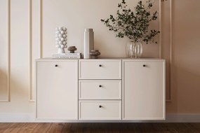 Comodă suspendată Lorini 150 cm cu sertare - cașmir / mânere negre