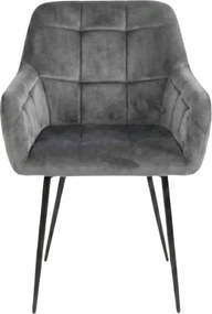 Fotoliu de sufragerie LOREN VELVET gri cu picioare negre