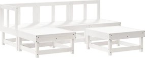 vidaXL Set mobilier relaxare de grădină 5 piese alb lemn masiv de pin