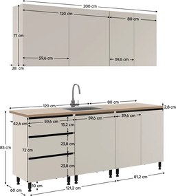 Mobilier de bucătărie, 2 m, caşmir, ASTI