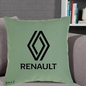 Perna Personalizata cu emblema Renault, 40x40 cm, Verde, Husa Detasabila, Perna Inclusa, BEKZ®