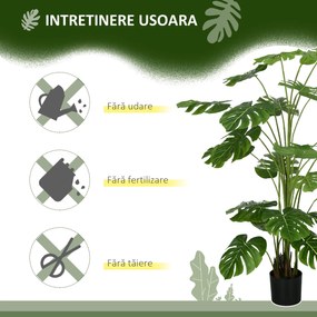 HOMCOM Monstera Deliciosa Artificiala cu Ghiveci, Planta Artificiala pentru Interior si Exterior pentru Decorarea Camerei de Zi de Acasa, 180cm