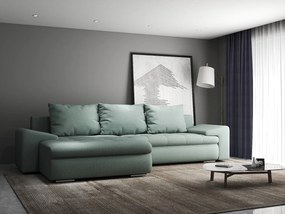 Colțar extensibil dumonde cu ladă de depozitare si sezut confortabil din spuma high-density, Leonardo Enjoy Mint 260x185 cm