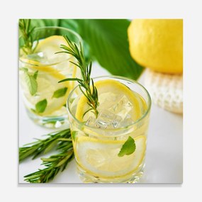 Panou Sticla Bucatarie, 100x100cm, Protectie aragaz, Antistropi, Termorezistent, Alimente, Bauturi, Lemon Rosemary Drink