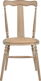 Scaun dining romantic din lemn de cedru cu șezut împletit din rattan, 50×40×94 cm, „Camille"