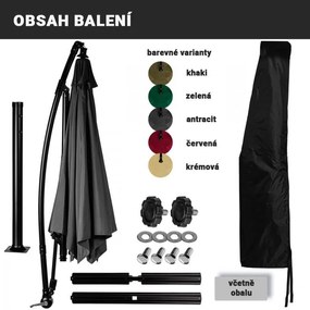 STILISTA umbrelă de grădină LED cu mâner, 350 cm, antracit