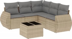 vidaXL Set canapele de grădină cu perne, 6 piese, bej, poliratan