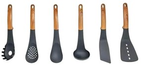 Set de aparate de bucătărie cu livrare Royalty Line RL-U03, 7 piese, polipropilenă, până la 210C, fără PFOA, negru