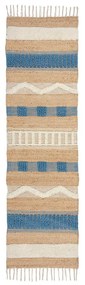 Covor tip traversă albastru/în culoare naturală țesut manual din amestec de iută 60x230 cm Medina Jute – Flair Rugs