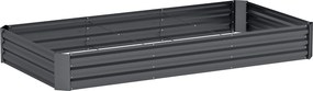 Outsunny Strat de Grădină Înălțat Galvanizat cu Partea Inferioară Deschisă, 240x120x30 cm, Gri | Aosom Romania