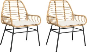 vidaXL Scaune de grădină cu perne, 2 buc., maro, poliratan