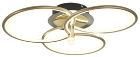 Lustra LED Maddy One, Cu Telecomanda, 3 Tipuri De Lumina, Intensitate Reglabila, 63W, Negru/Auriu