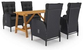 vidaXL Set de masă pentru grădină, 5 piese, negru