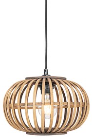 Lampă suspendată orientală din bambus cu 3 lumini, dreptunghiulară - Amira