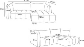 Colțar alb cu tapițerie din țesătură bouclé (cu colț pe partea dreaptă/cu șezlong) Azra – Bobochic Paris